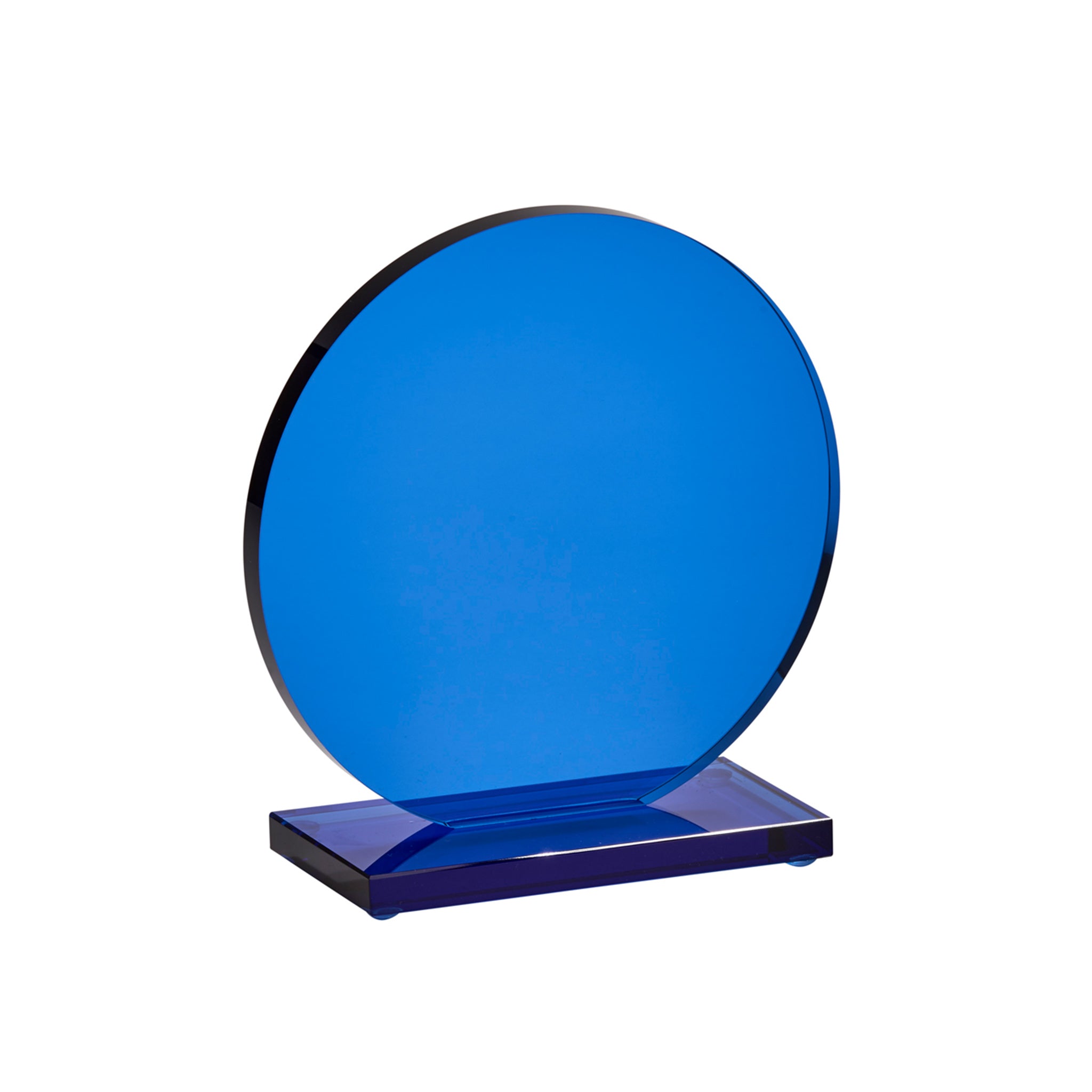 Large Cobalt Orb Trophy, 7.25 inches tall, featuring a glossy cobalt blue finish, symbolizing achievement and elegance.