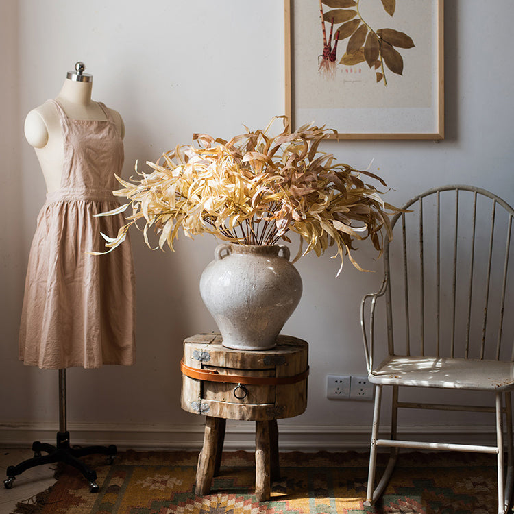 Large French Country White Ceramic Flower Vase with elegant design, showcasing unique handmade details and soft color variations.