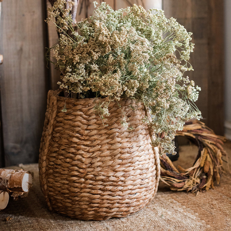 Large Rope Basket Cement Planter with realistic braided rope texture, perfect for indoor and outdoor plants.