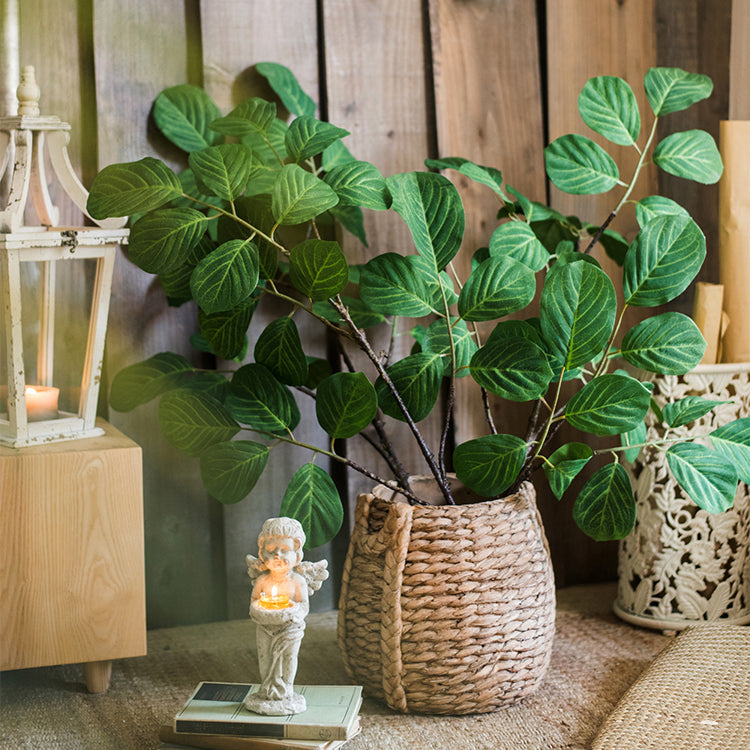 Large Rope Basket Cement Planter with realistic braided rope texture, perfect for indoor and outdoor plants.