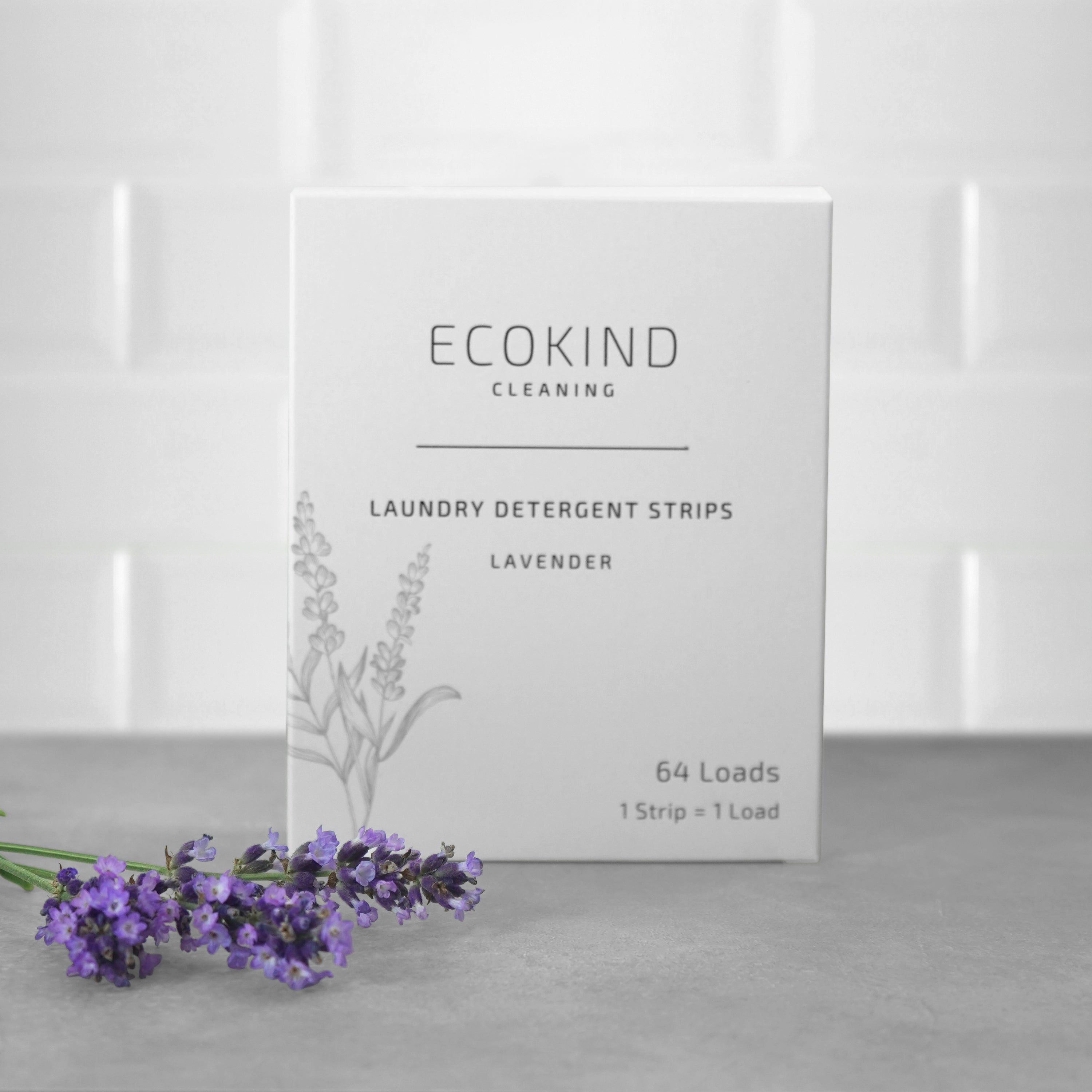 A pack of ECOKIND eco-friendly laundry detergent strips, showcasing their convenient and sustainable design.