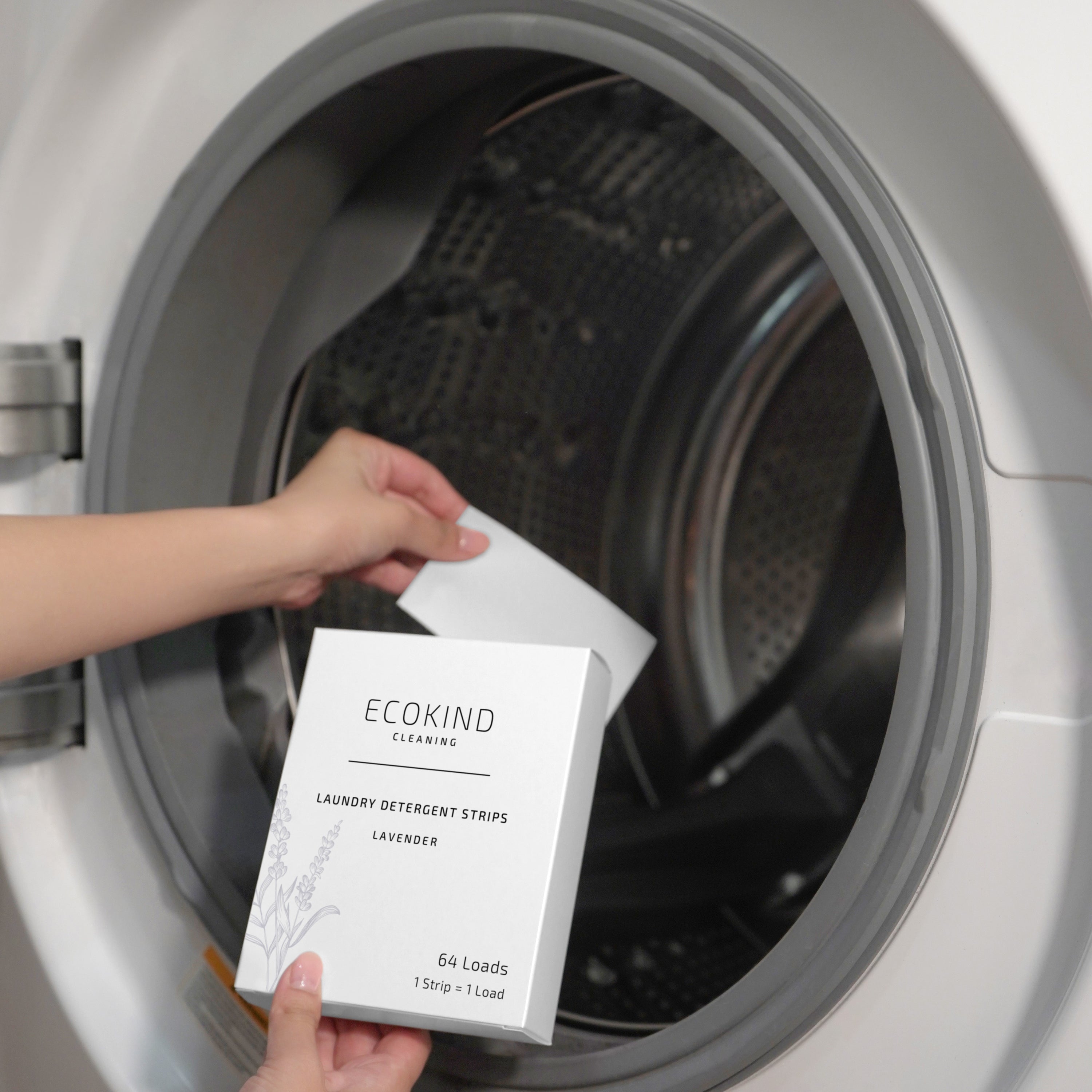 A pack of ECOKIND eco-friendly laundry detergent strips, showcasing their convenient and sustainable design.