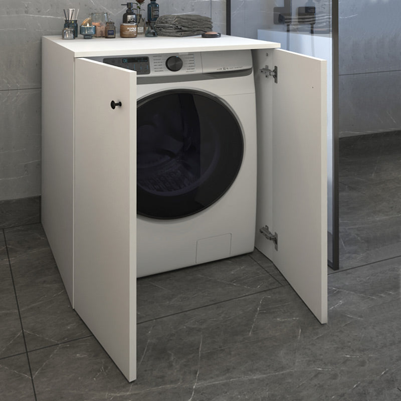 VALDO White Laundry Machine Cabinet with dimensions 70x66x90cm, featuring a sleek melamine finish and spacious storage.