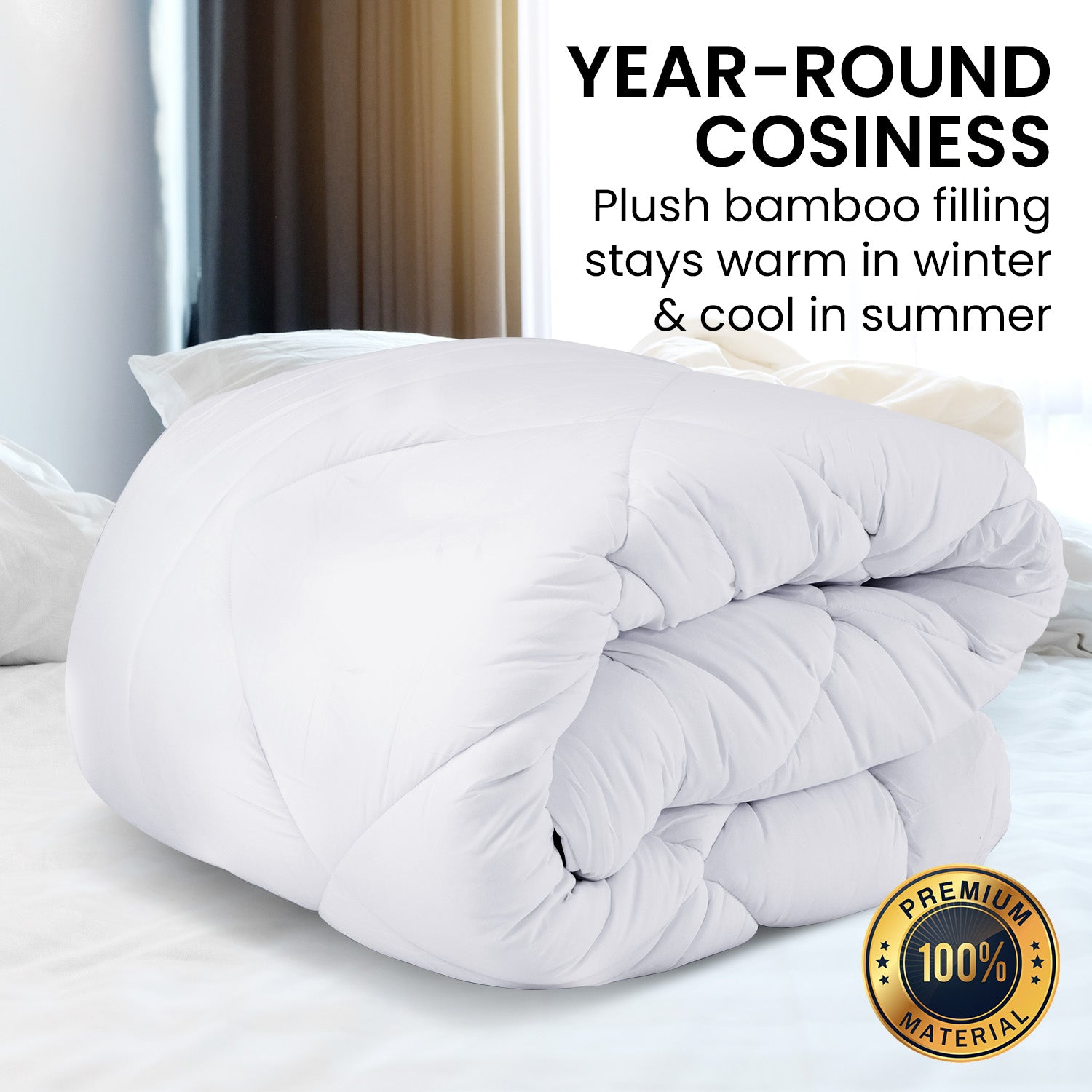 Laura Hill 400GSM Microfibre Bamboo Quilt Comforter Doona in King size, showcasing its plush bamboo filling and soft microfibre cover.