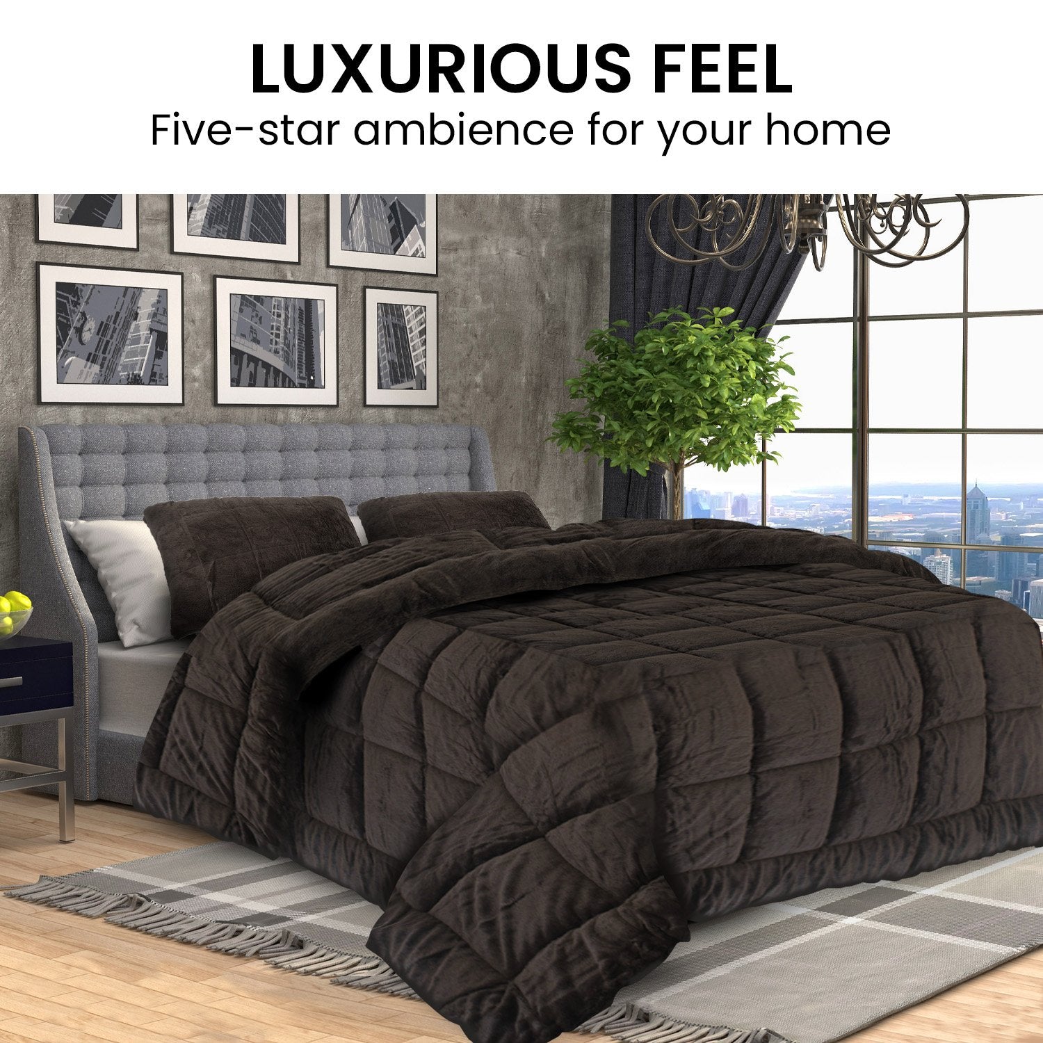 Laura Hill 500gsm Faux Mink Quilt Comforter in super king size, showcasing its plush texture and elegant design.