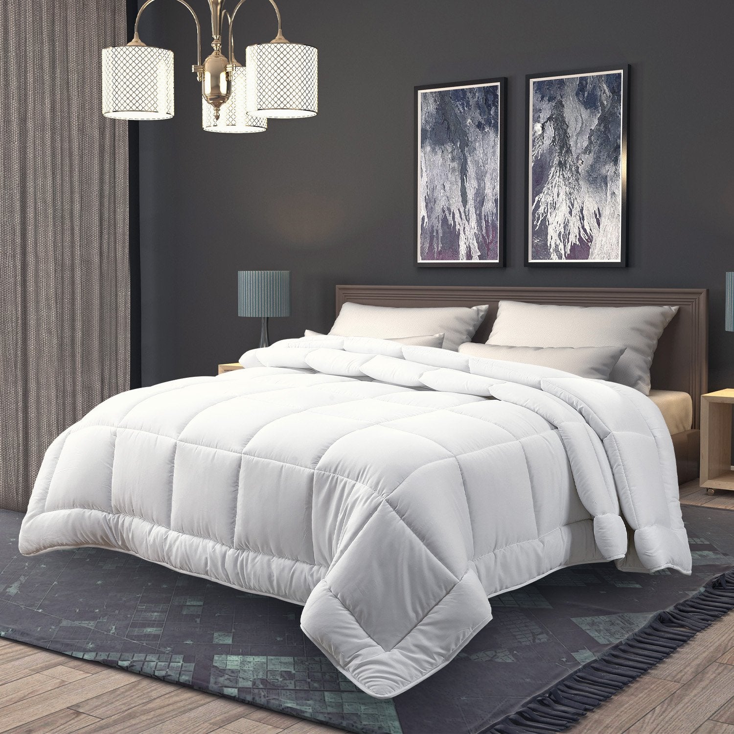 Laura Hill 500GSM Goose Down Feather Comforter in Queen size, showcasing its soft cotton cover and luxurious goose down filling.