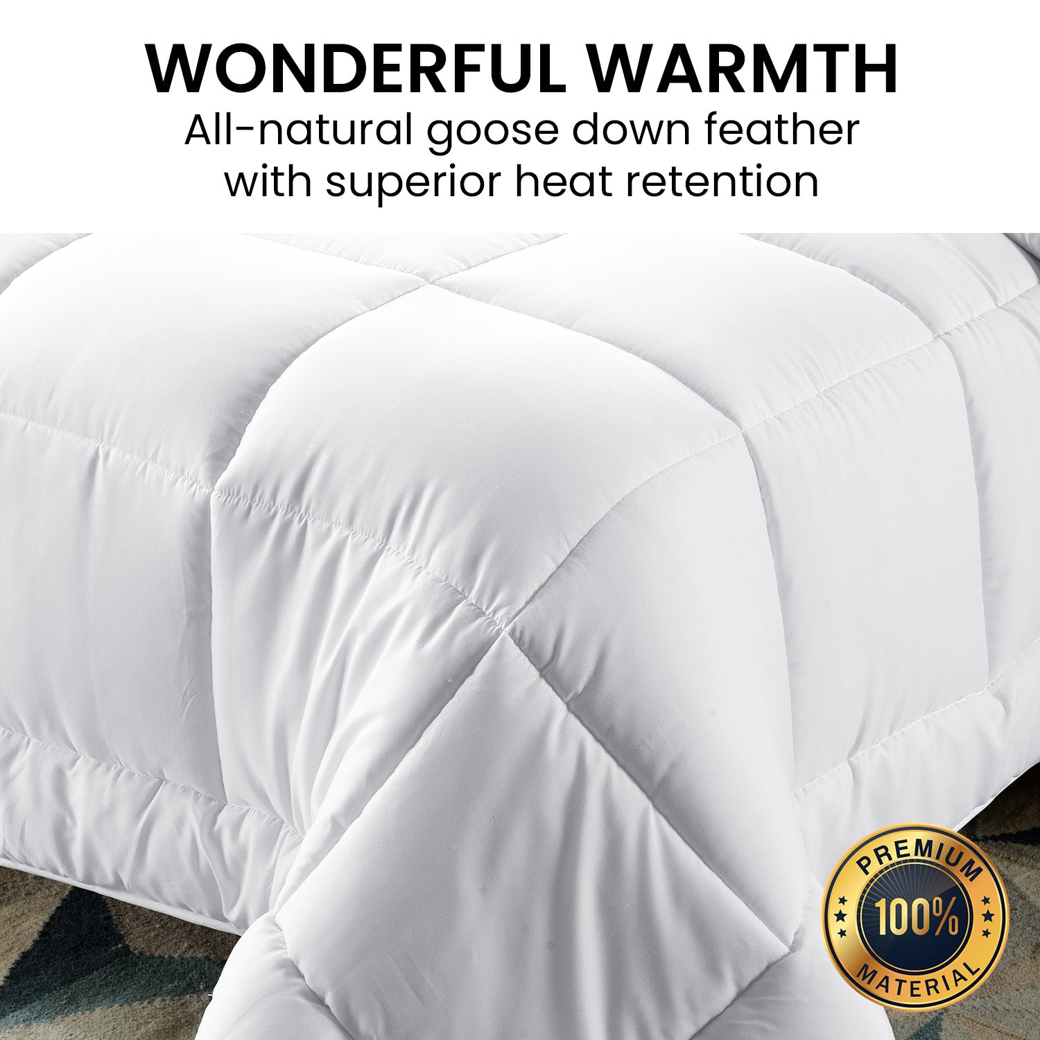 Laura Hill 500GSM Goose Down Feather Comforter in Queen size, showcasing its soft cotton cover and luxurious goose down filling.