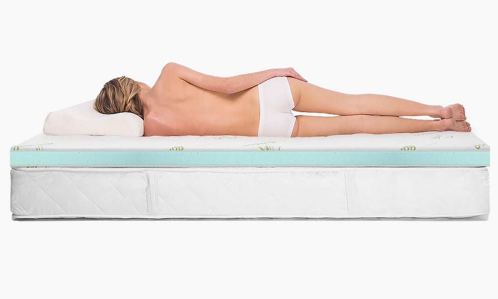 Laura Hill Cool Gel Memory Foam Mattress Topper in King Single size, featuring a breathable bamboo cover and gel-infused foam for enhanced comfort.