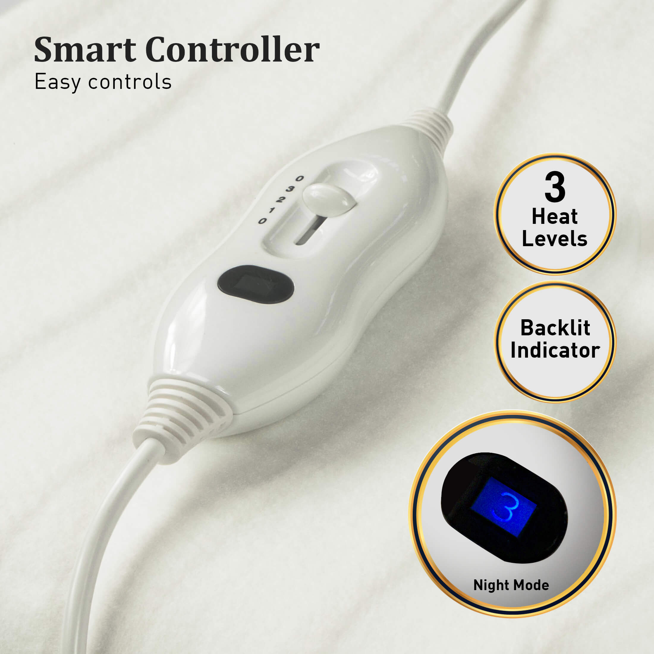 Laura Hill Electric Blanket Queen Size Fitted Underlay, ultra-soft fabric with dual controllers for personalized warmth.