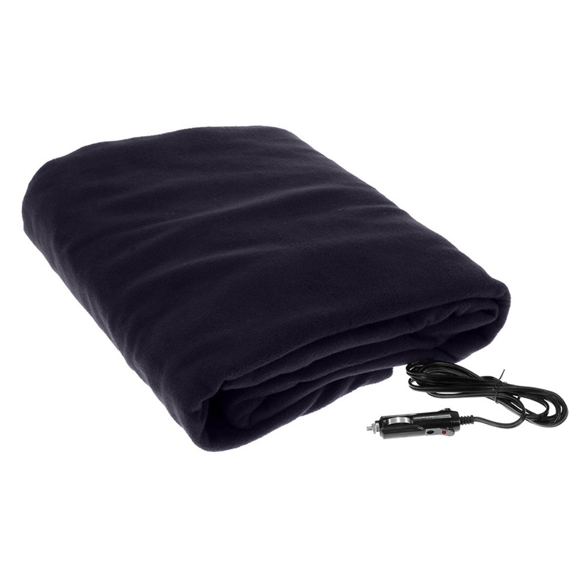 Laura Hill Heated Electric Car Blanket in blue, measuring 150x110cm, made from soft polyester fleece, ideal for winter travel.