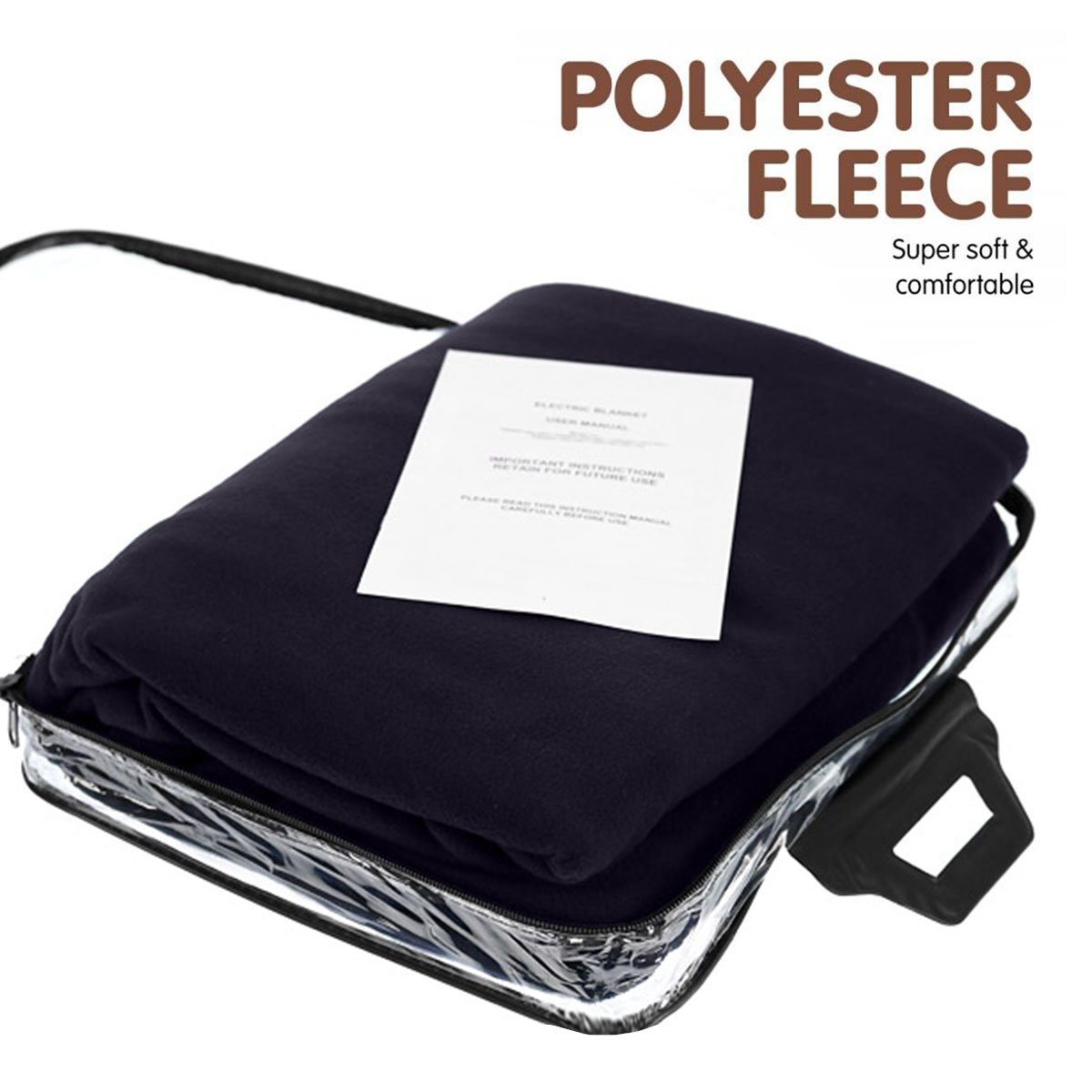 Laura Hill Heated Electric Car Blanket in blue, measuring 150x110cm, made from soft polyester fleece, ideal for winter travel.