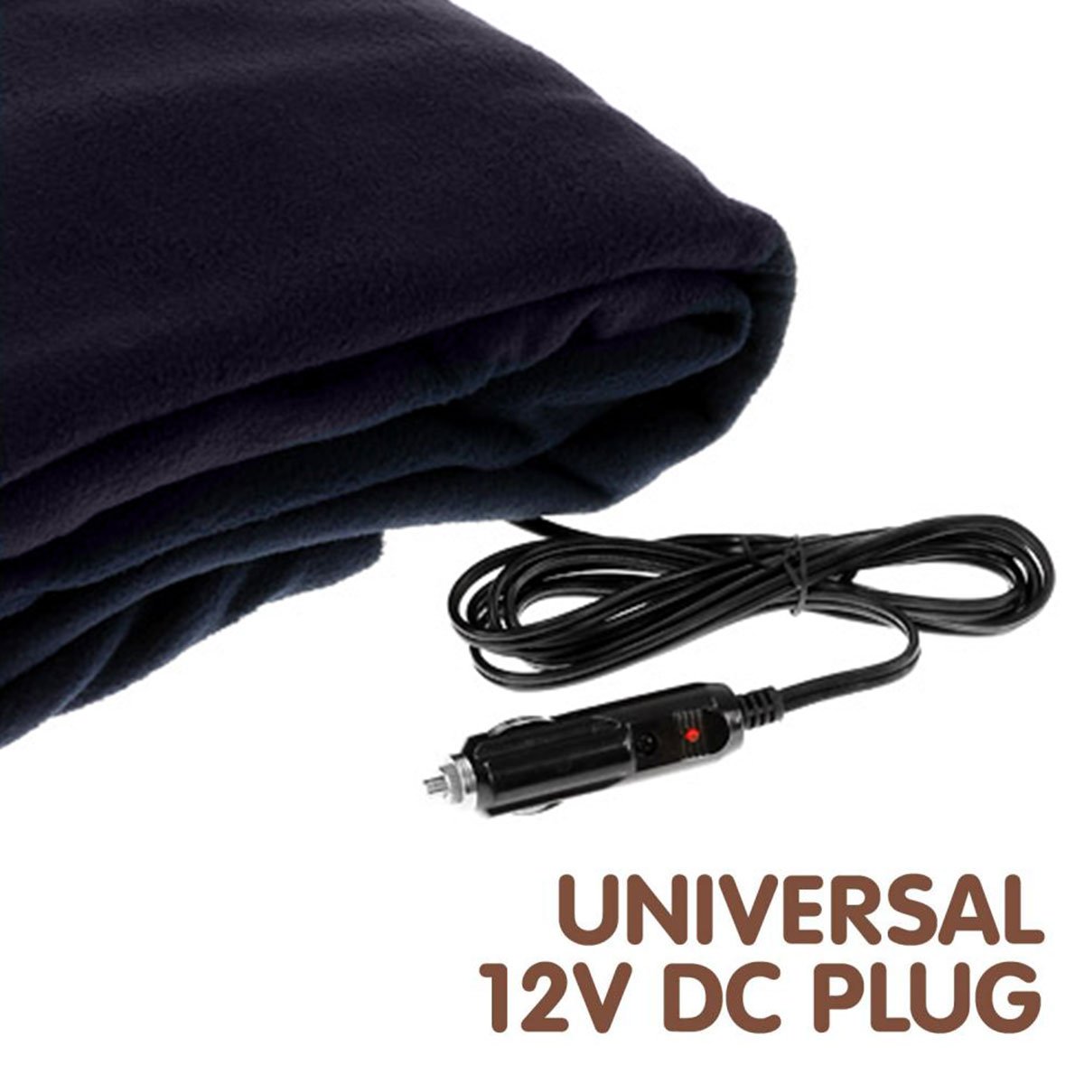 Laura Hill Heated Electric Car Blanket in blue, measuring 150x110cm, made from soft polyester fleece, ideal for winter travel.