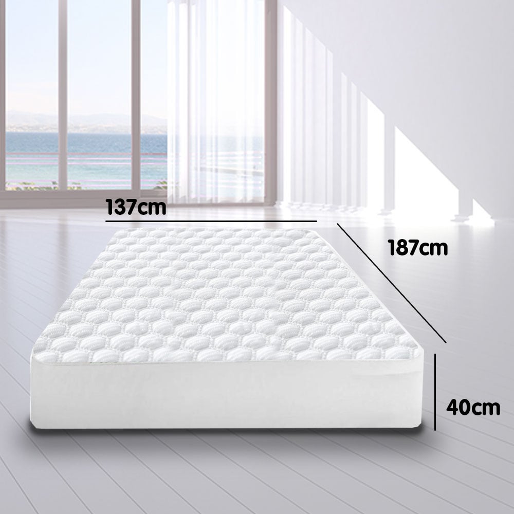 Laura Hill Luxury Cool Max Fully Fitted Bed Mattress protector showcasing its cool max fabric and elasticized edges for a snug fit.