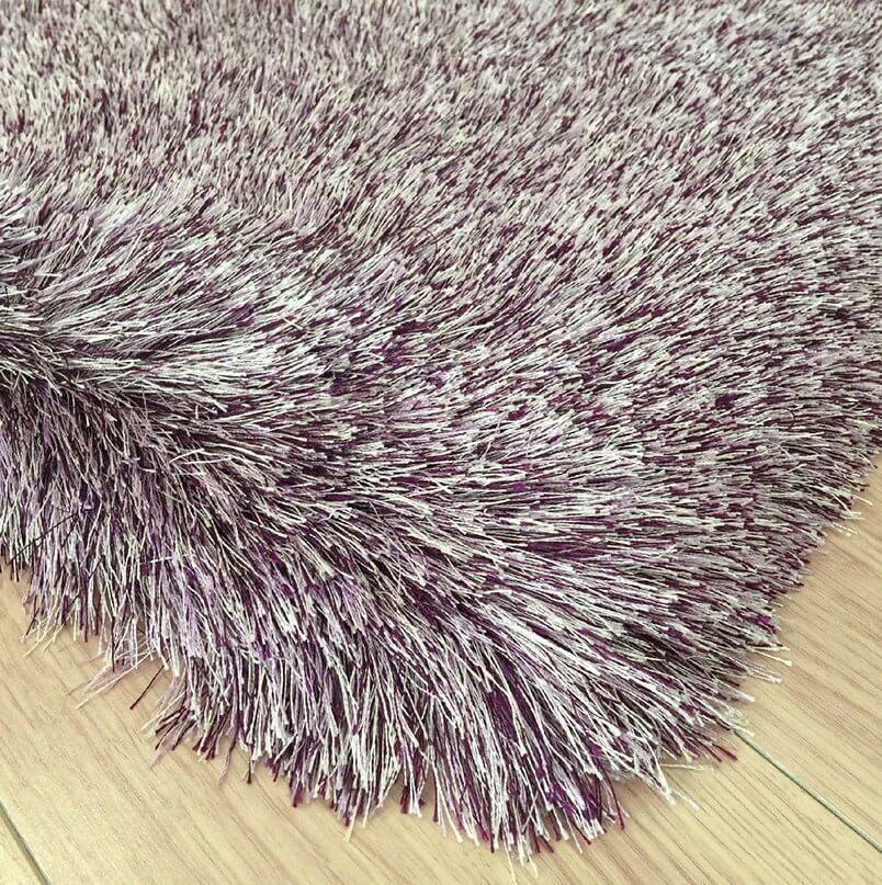 Lavender shag area rug from the Fancy Collection, featuring a plush high-pile texture and solid lavender color, perfect for home decor.