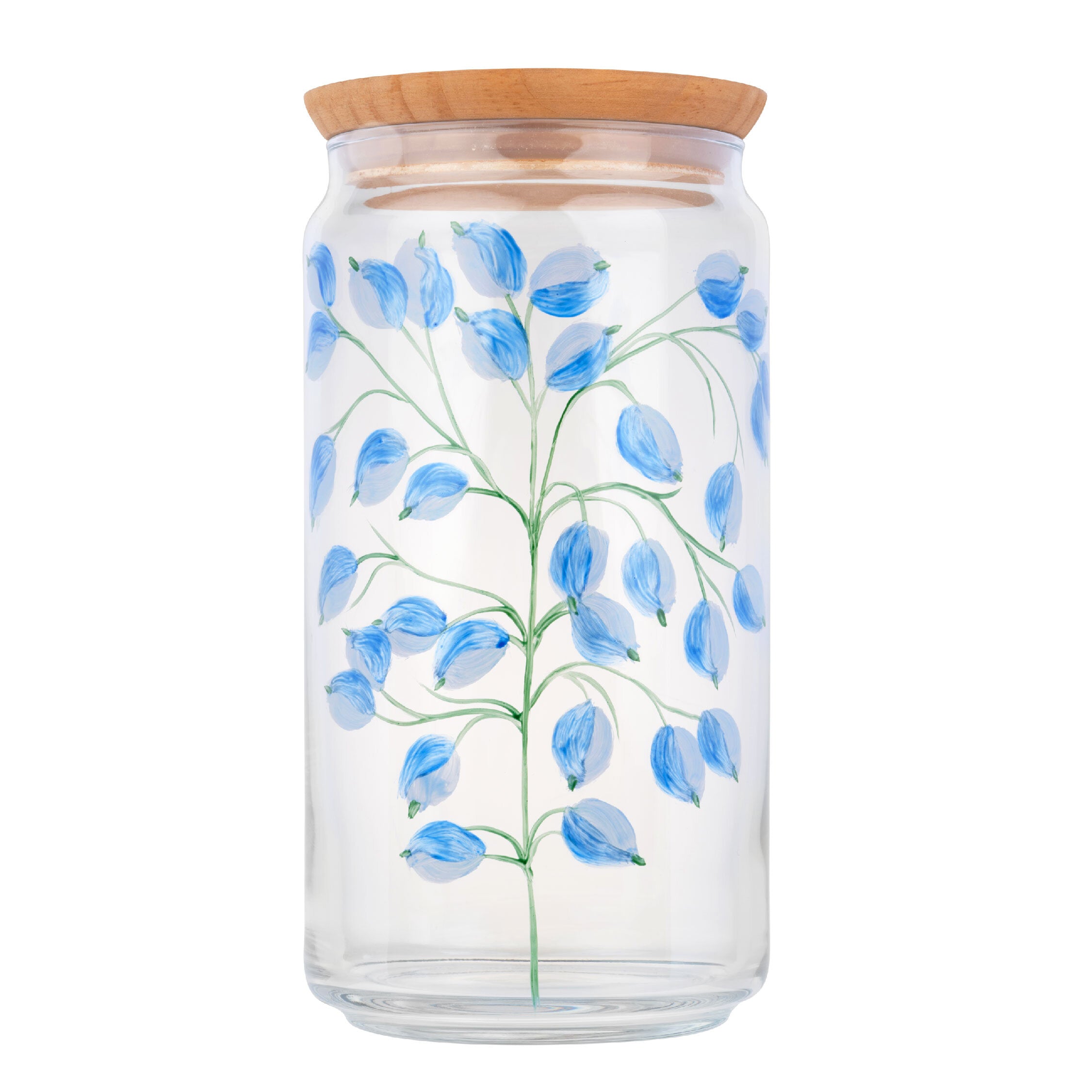 Le Glycine 1.5L hand-painted glass jar with hermetic seal, ideal for food storage.