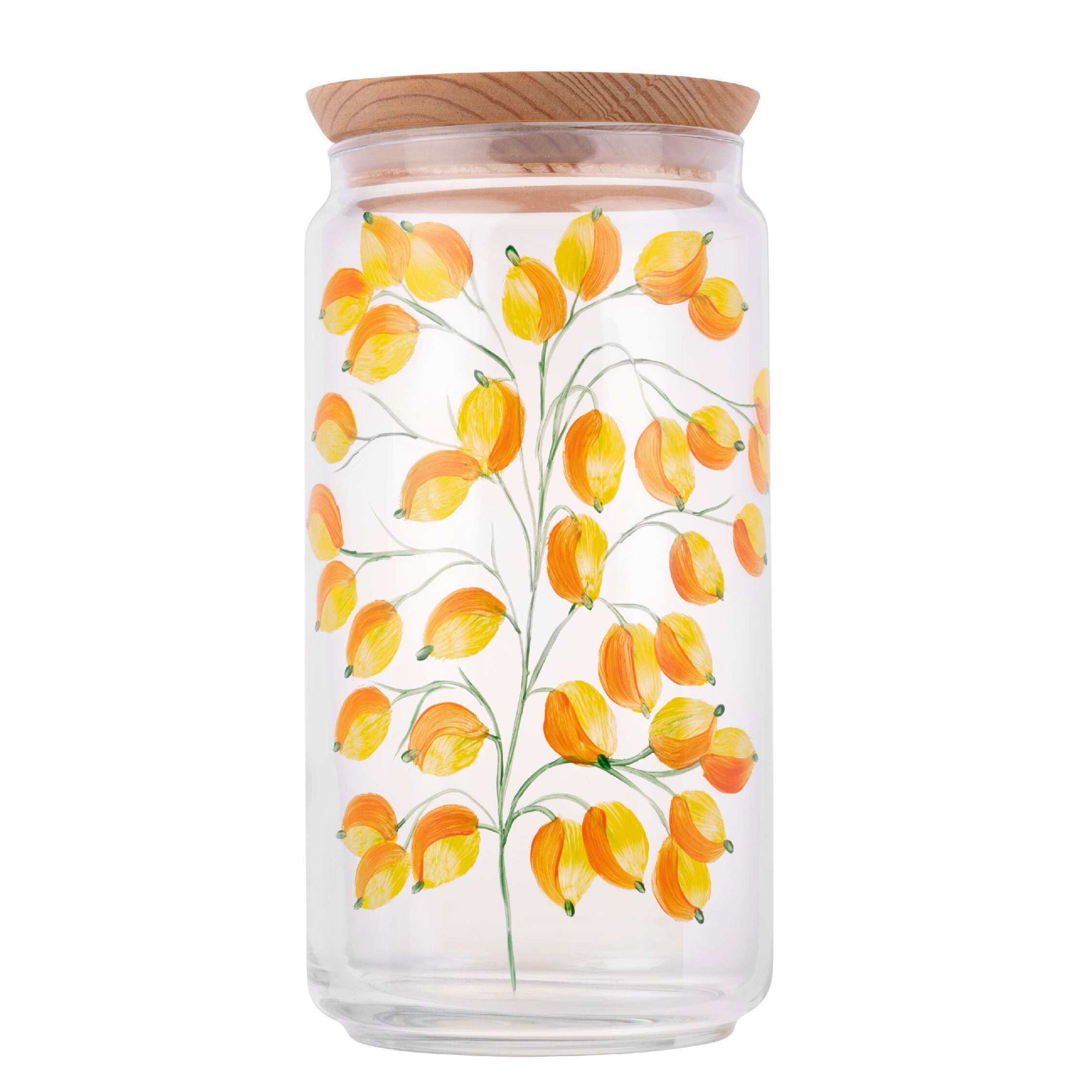 Le Glycine 1.5L hand-painted glass jar with hermetic seal, ideal for food storage.