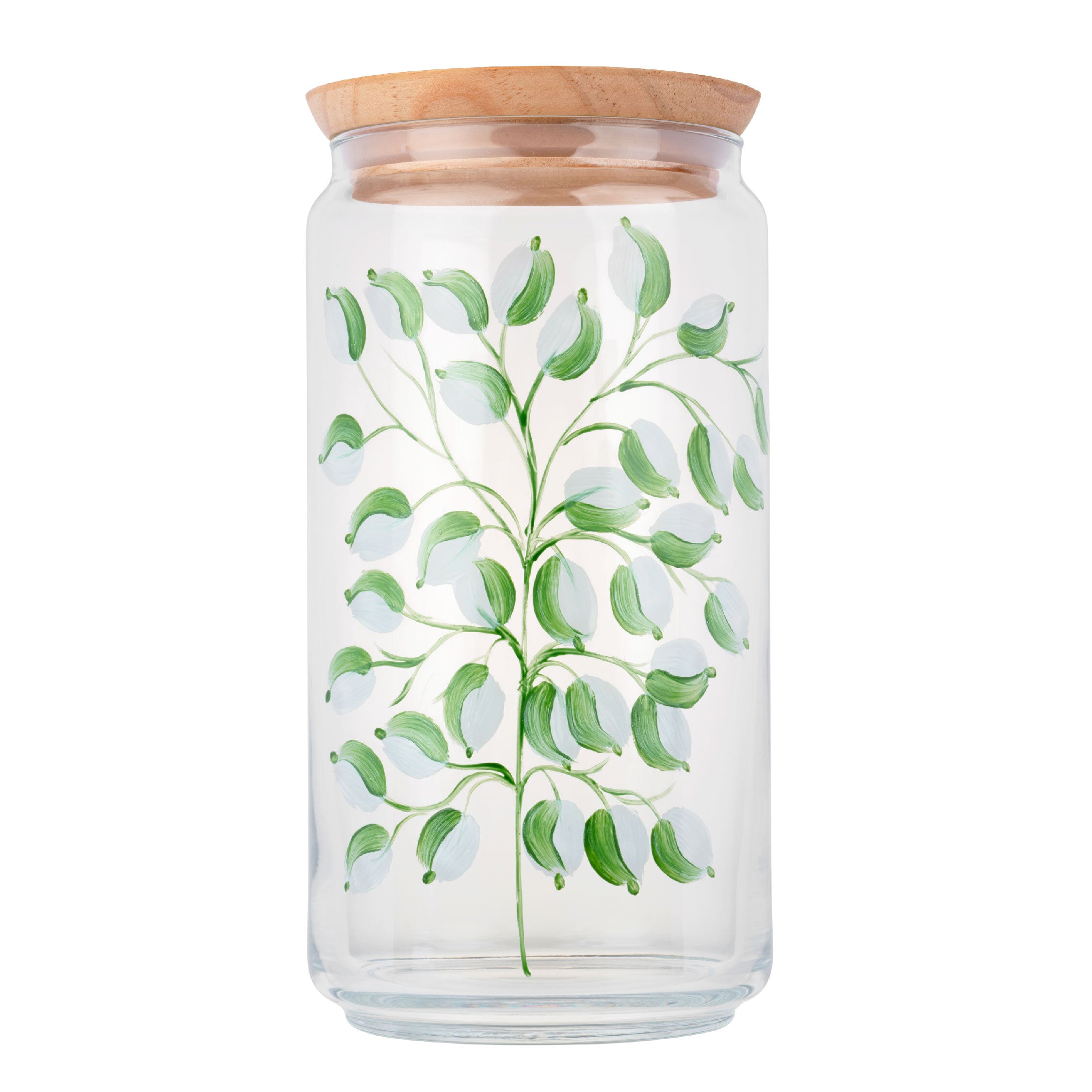 Le Glycine 1.5L hand-painted glass jar with hermetic seal, ideal for food storage.