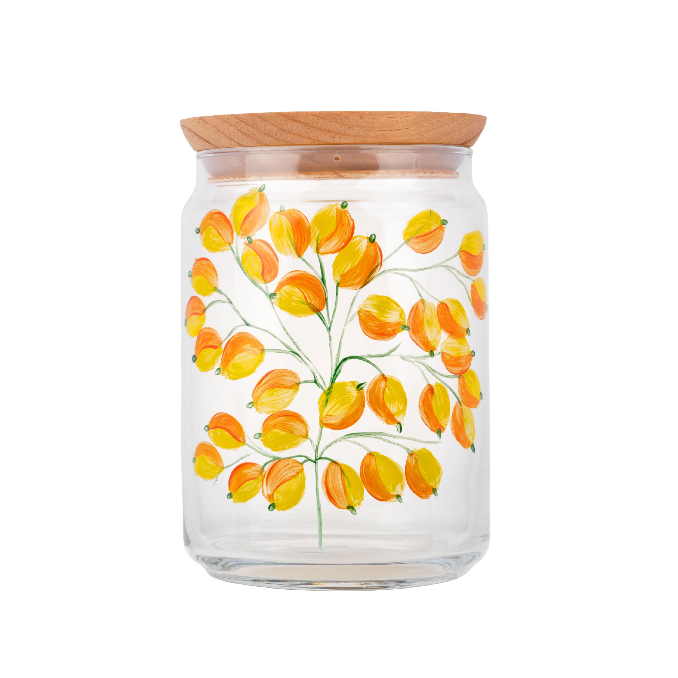 Le Glycine 1L hand-painted glass jar with hermetic seal, ideal for food storage.