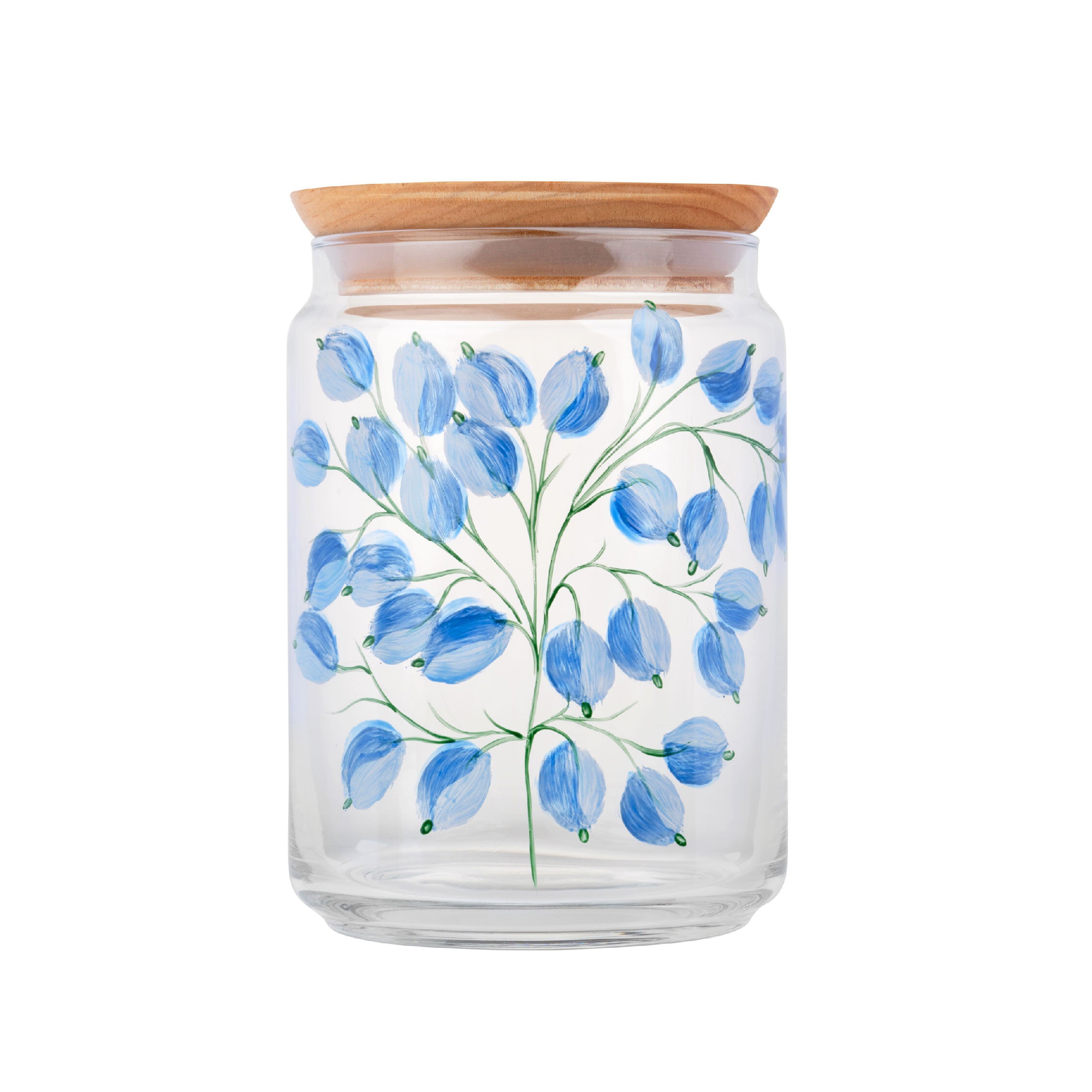 Le Glycine 1L hand-painted glass jar with hermetic seal, ideal for food storage.