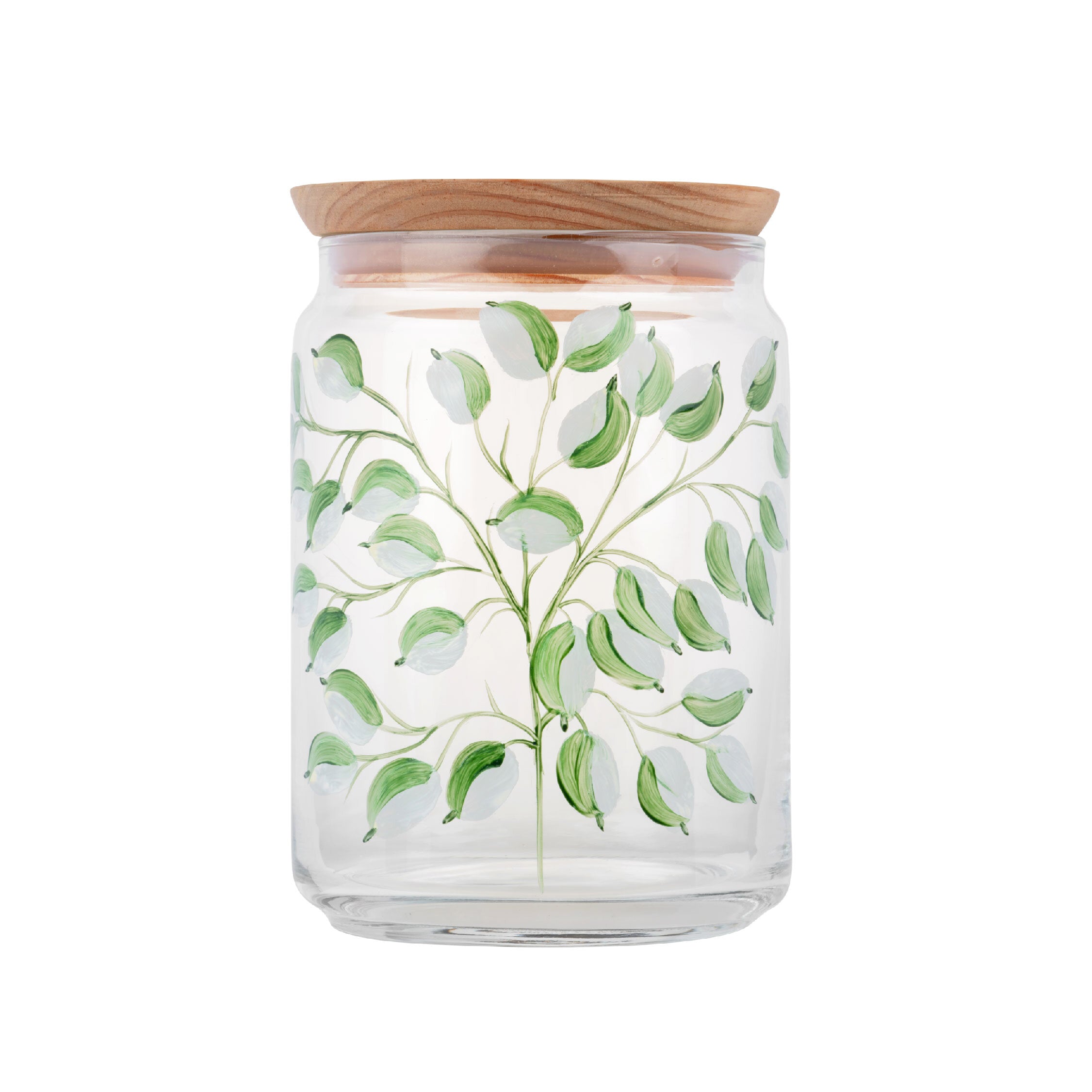 Le Glycine 1L hand-painted glass jar with hermetic seal, ideal for food storage.