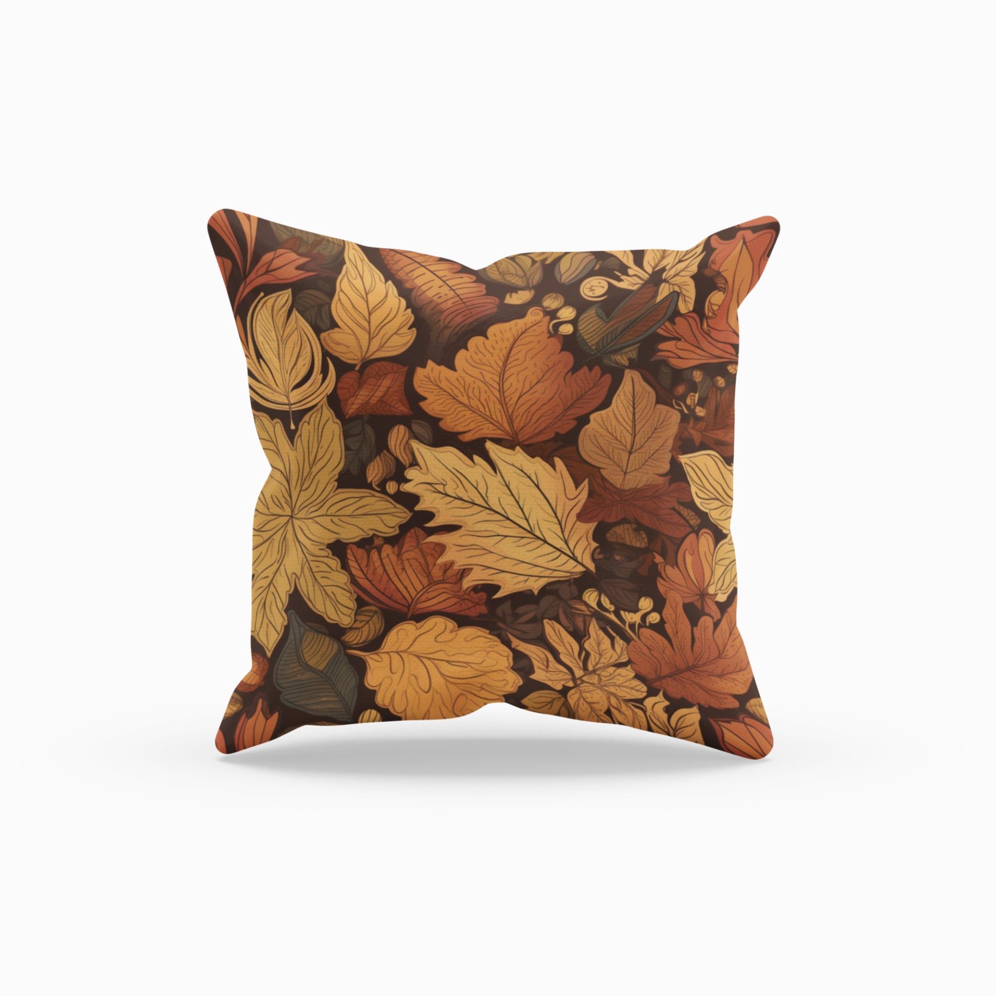 Leaf Pattern Throw Pillow featuring vibrant autumn leaves on a soft fabric, perfect for home decor.