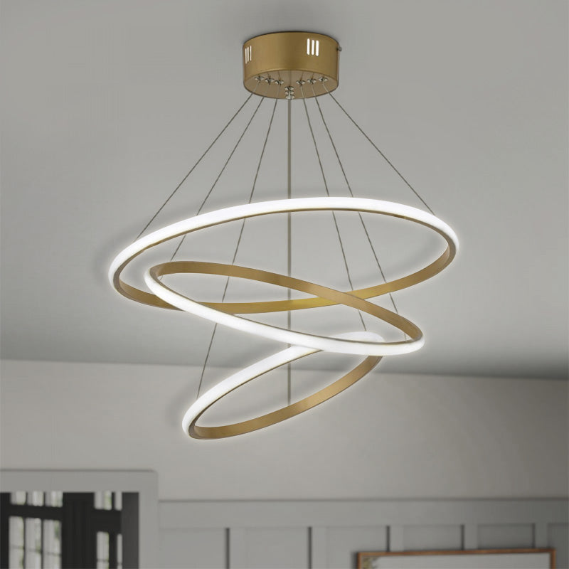 EUGEN LED Ceiling Lamp in matte gold, featuring a modern circular design with three varying diameters, perfect for stylish illumination.