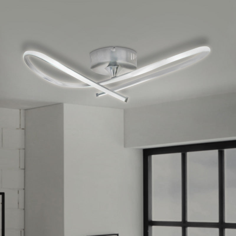 LED Ceiling Lamp MIGUEL in white, measuring 62x21x14cm, showcasing its sleek metallic design and built-in LED features.