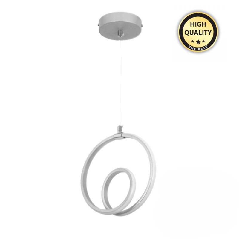 LED Hanging Lamp ROUND in metallic white, dimensions 30x7x77 cm, perfect for modern interiors.