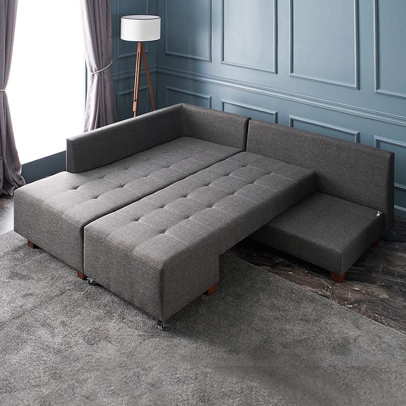 EMILLE Left Corner Sofa in Anthracite, showcasing its spacious design and modern fabric upholstery.