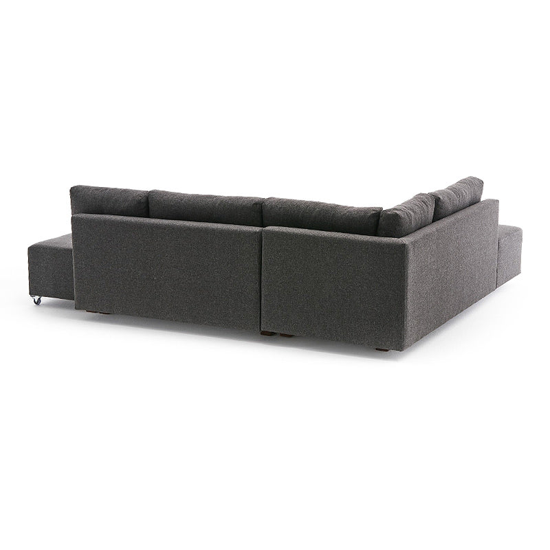 EMILLE Left Corner Sofa in Anthracite, showcasing its spacious design and modern fabric upholstery.