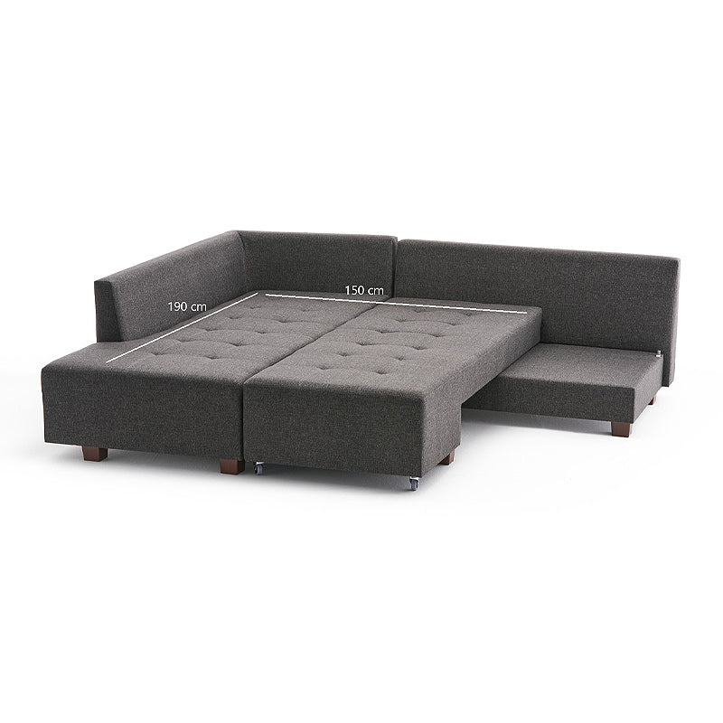 EMILLE Left Corner Sofa in Anthracite, showcasing its spacious design and modern fabric upholstery.