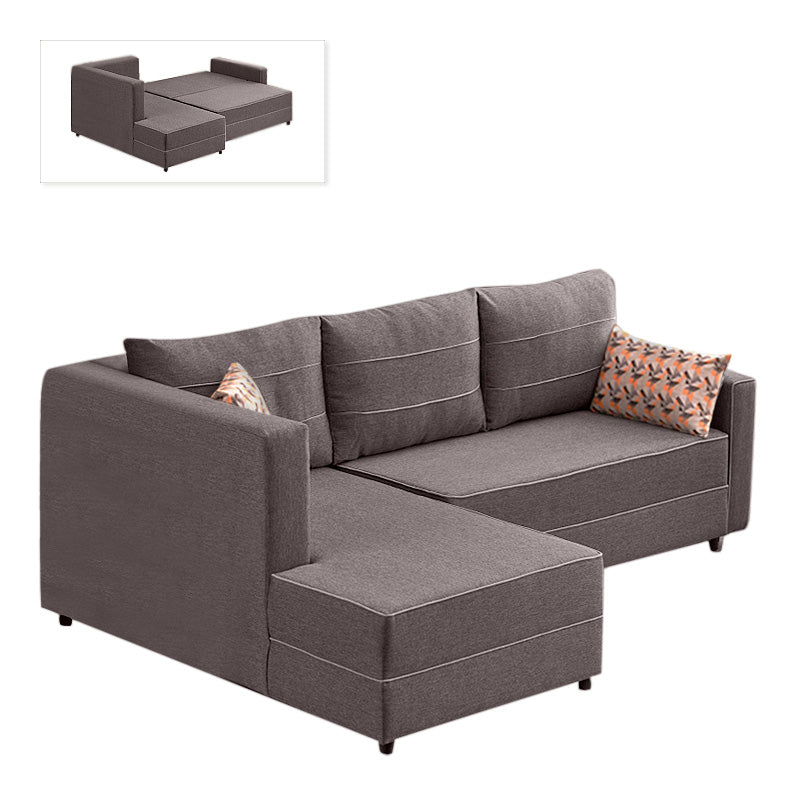 BALI Left Corner Sofa/Bed in Brown, showcasing its stylish design and spacious seating area.