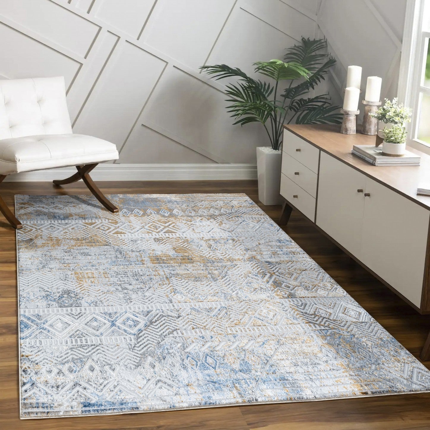 Legacy Multi 5 ft. 3 in. x 7 ft. Area Rug featuring a stylish white pattern, perfect for enhancing home decor.