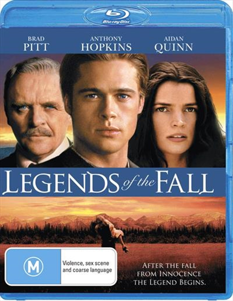 Legends Of The Fall Blu-ray cover featuring Brad Pitt, showcasing dramatic imagery and vibrant colors.