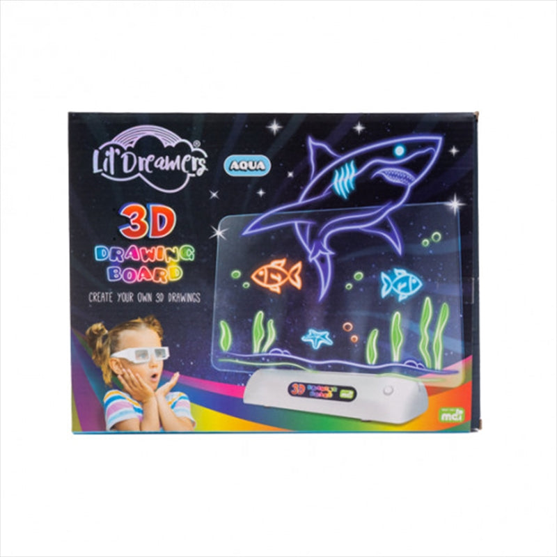 Lil Dreamers Aqua World's Sea Animals 3D Drawing Board with vibrant colors and ocean-themed illustrations.