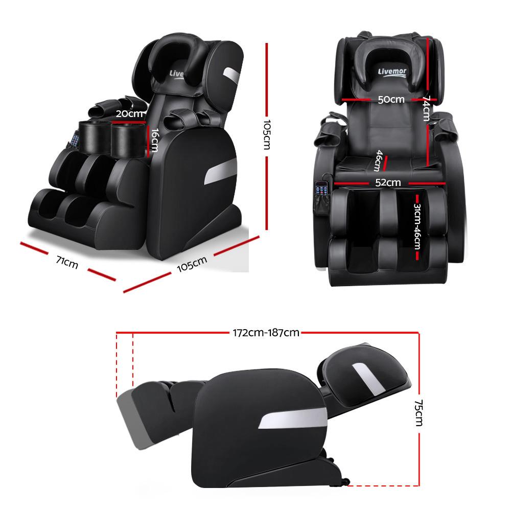 Livemor Electric Massage Chair in black, featuring advanced AI technology and a sleek design for ultimate relaxation.