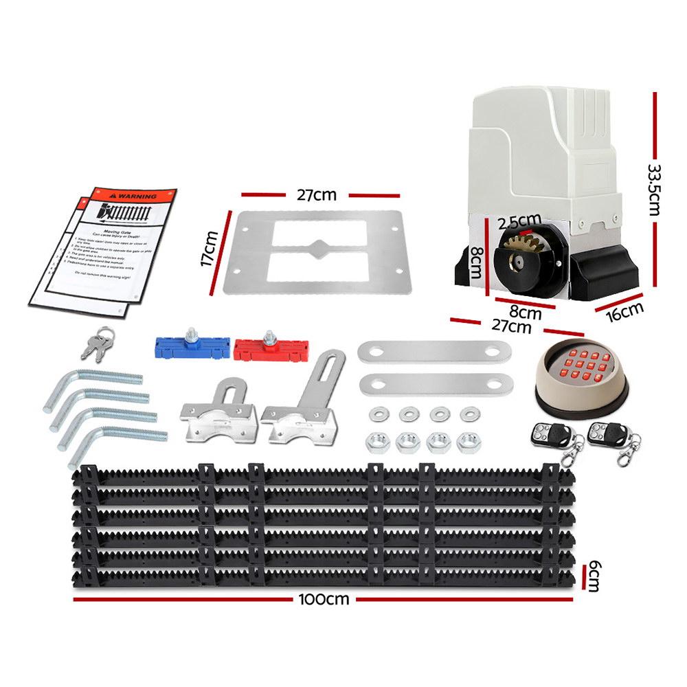 LockMaster Electric Sliding Gate Opener with 1800KG motor kit and wireless keypad, showcasing its robust design and features.