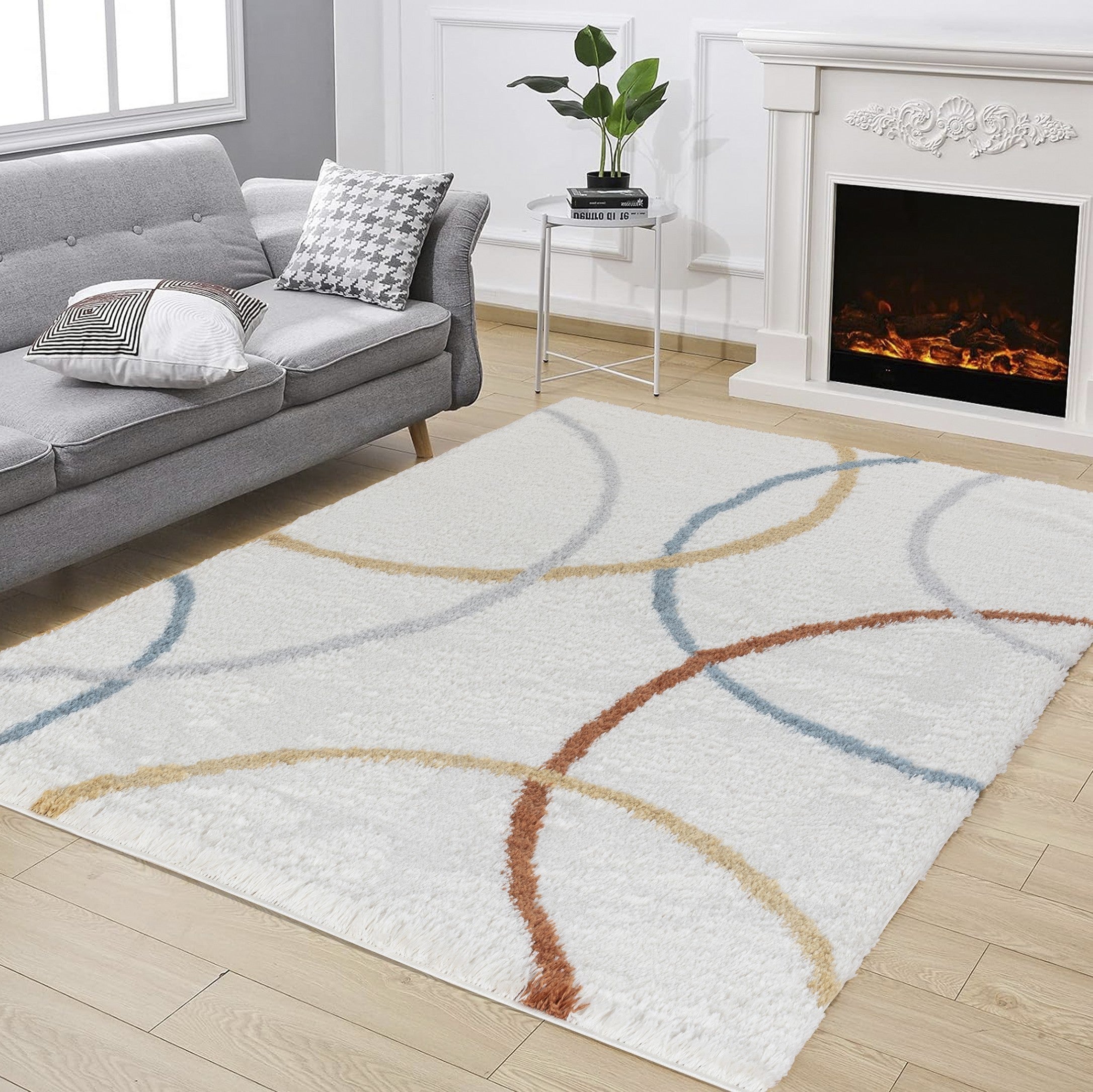 Loft Shag Ivory Area Rug showcasing a plush shag texture in a soft ivory color, perfect for enhancing home decor.