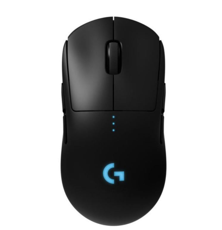 LOGITECH G Pro Wireless Gaming Mouse showcasing its sleek design and advanced HERO 16K sensor.