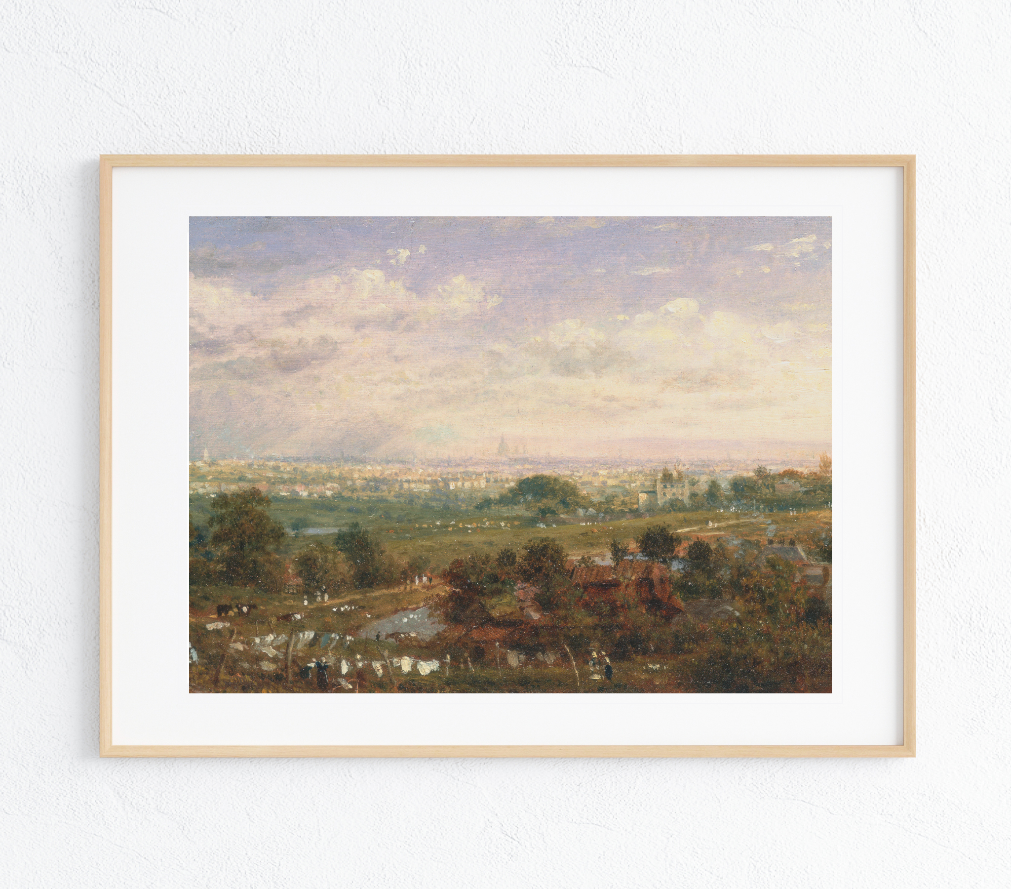 London Hill Art Print showcasing a vibrant landscape on museum-grade canvas, featuring rich colors and intricate textures.