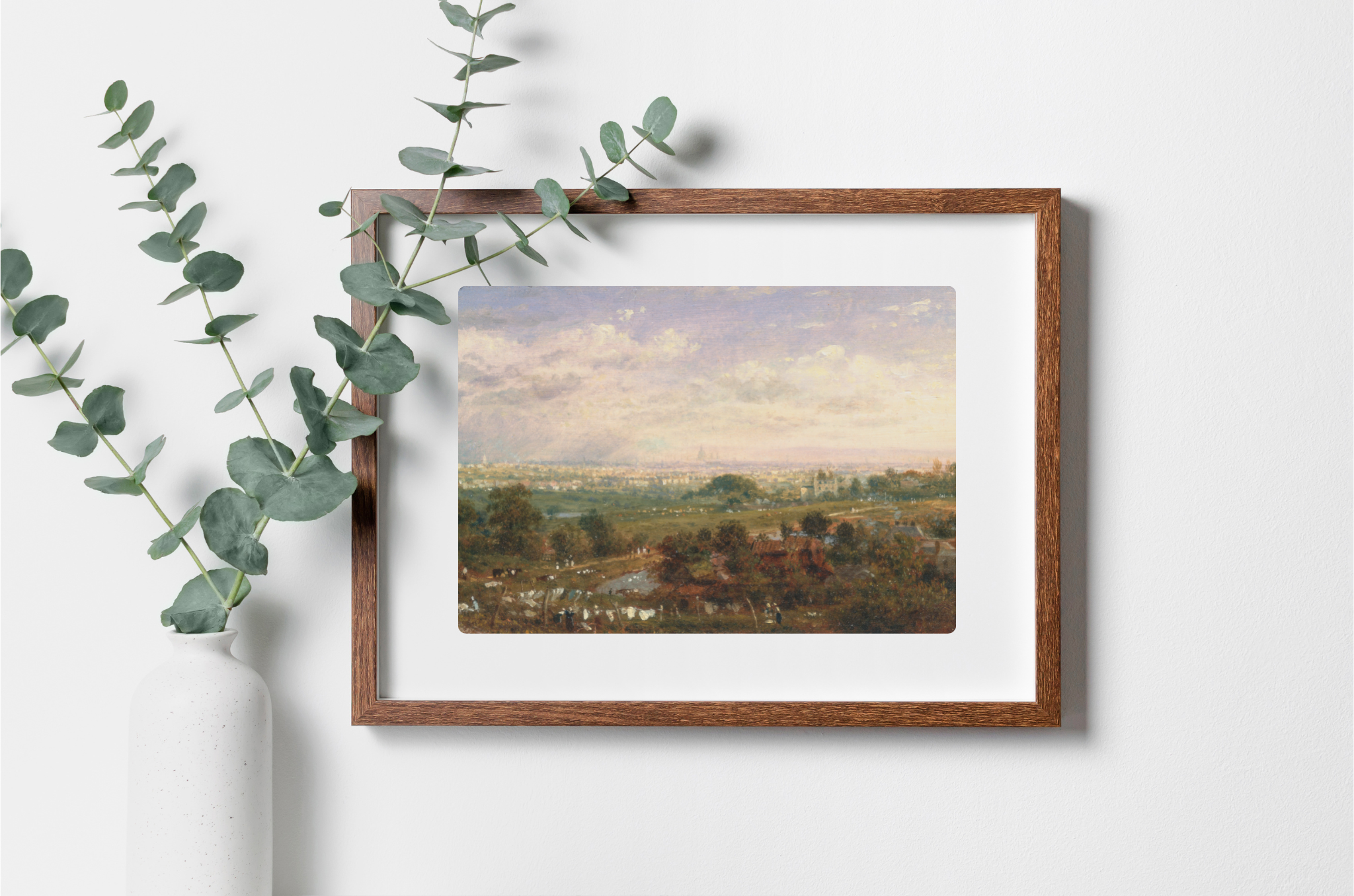 London Hill Art Print showcasing a vibrant landscape on museum-grade canvas, featuring rich colors and intricate textures.