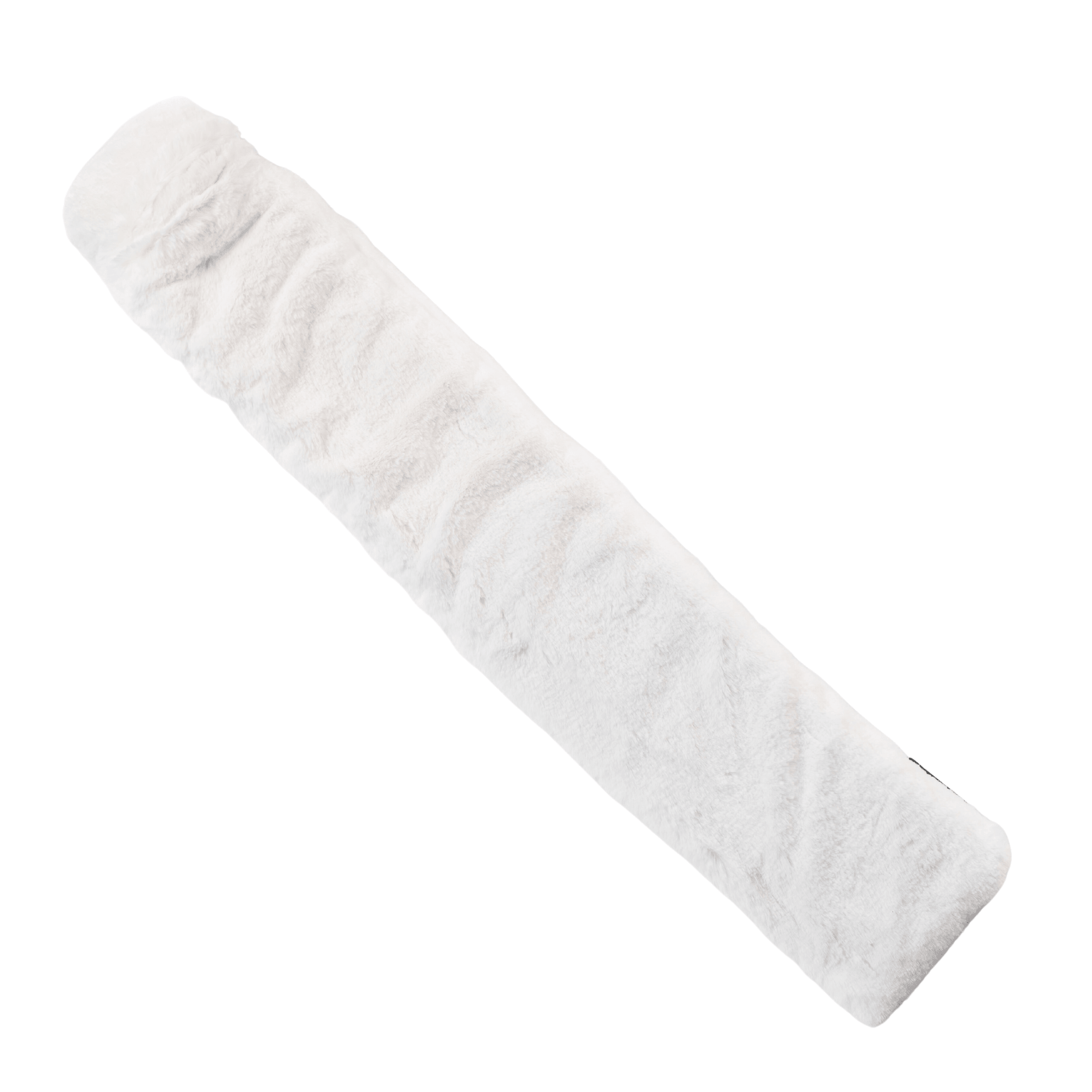 Long Silky Soft White Faux Fur Hot Water Bottle with a luxurious texture, perfect for warmth and comfort.