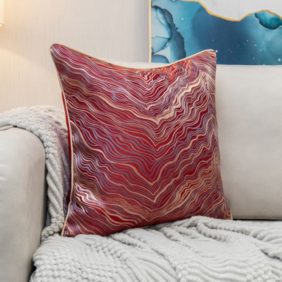 Luxury African Jacquard Cushion Cover showcasing intricate patterns and earthy tones, perfect for enhancing home decor.