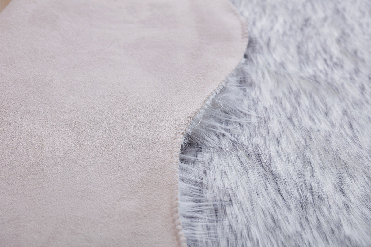 Luxury Dark Grey Faux Fur Decorative Rug, hand tufted, soft acrylic material, perfect for home decor.