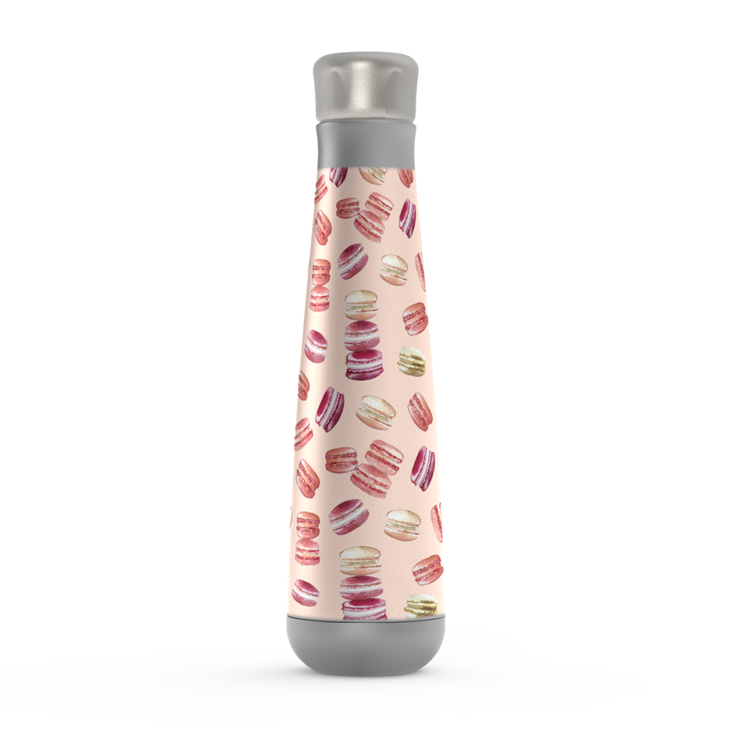 A colorful Macaron Water Bottle made of stainless steel, featuring a screw-on lid and a sleek design, perfect for keeping beverages hot or cold.