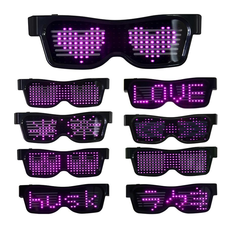 Magic Bluetooth LED Party Glasses with vibrant LED lights, showcasing multiple color options for a festive look.