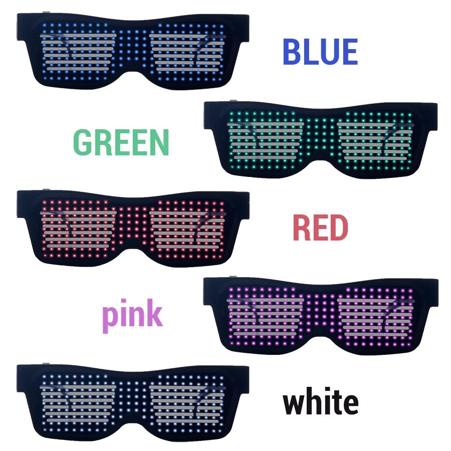 Magic Bluetooth LED Party Glasses with vibrant LED lights, showcasing multiple color options for a festive look.