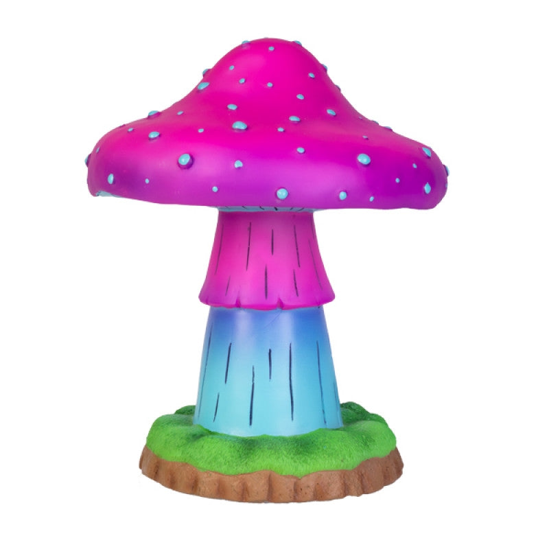 A whimsical LED table lamp shaped like a mushroom, featuring realistic textures and a warm glow, perfect for children's rooms.