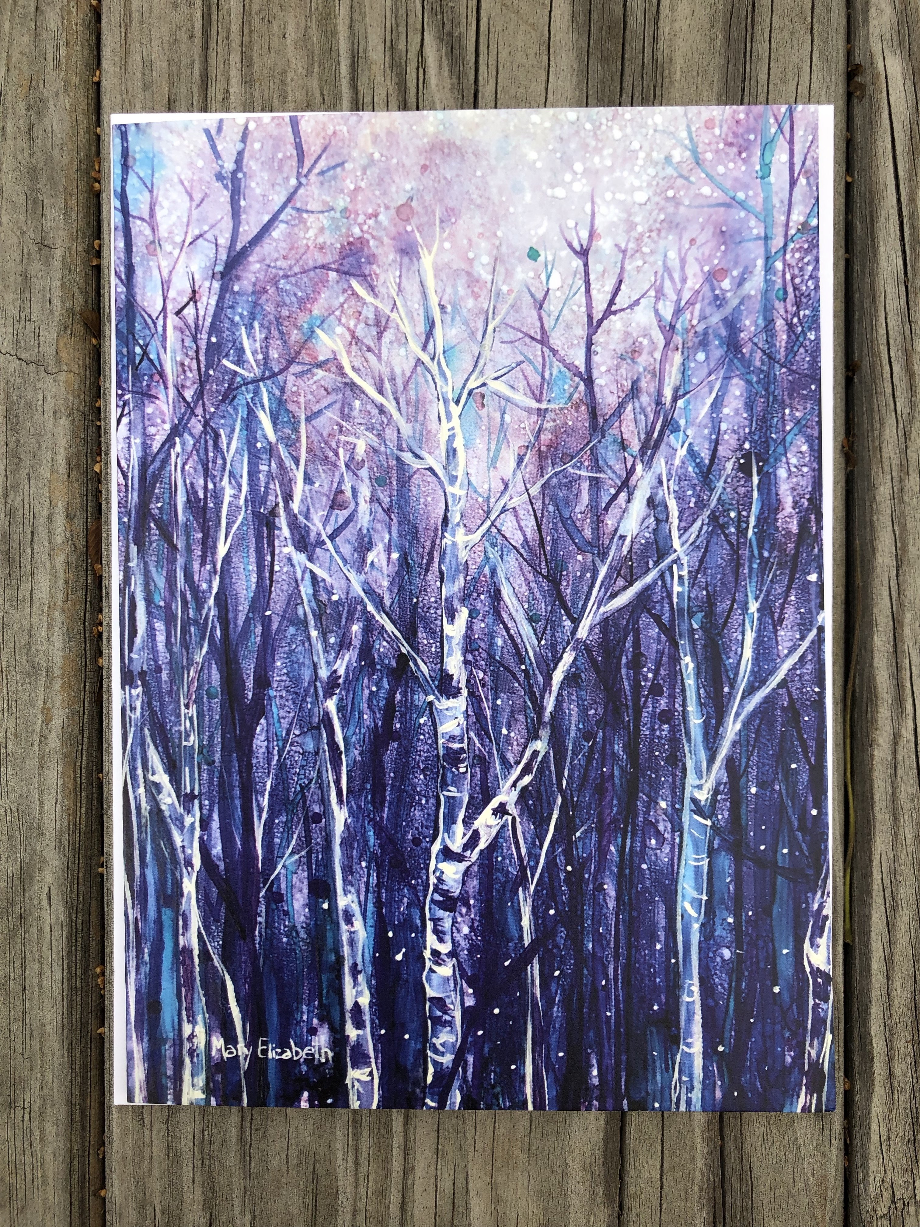 A beautifully illustrated greeting card featuring a magical spring forest landscape, perfect for any occasion.