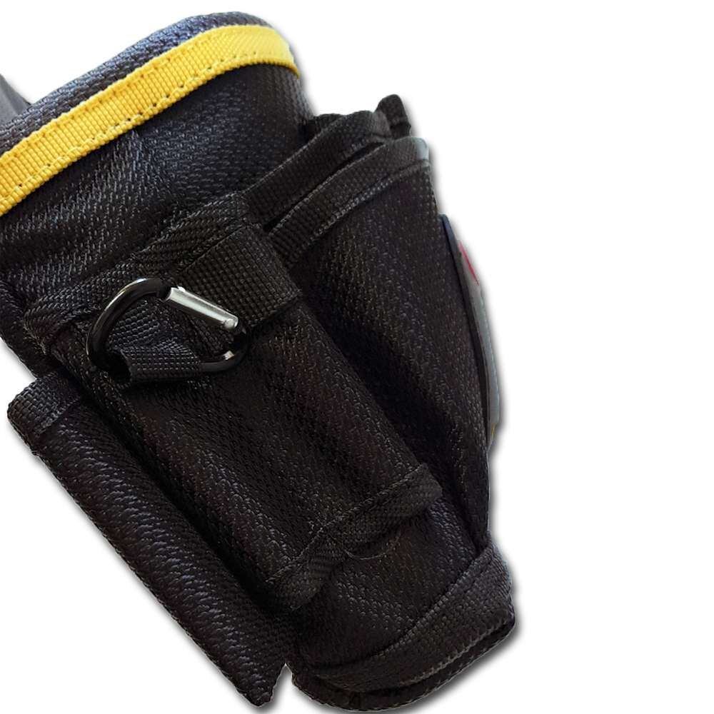 Magnetic tool pouch made of durable 1680 D Nylon and Polyester, featuring strong embedded magnets for holding screws and small tools securely.